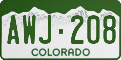 CO license plate AWJ208
