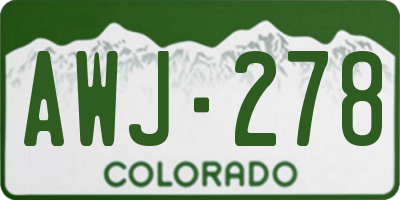 CO license plate AWJ278