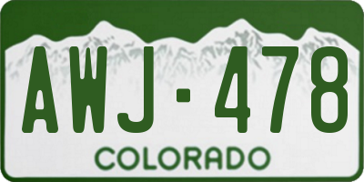 CO license plate AWJ478