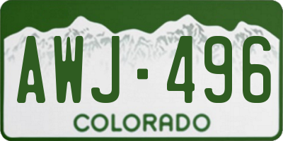 CO license plate AWJ496