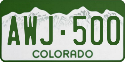CO license plate AWJ500