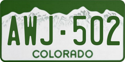 CO license plate AWJ502