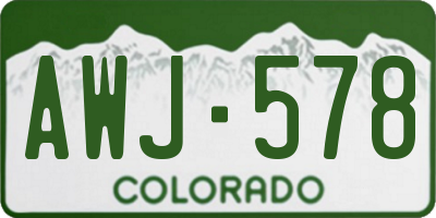 CO license plate AWJ578