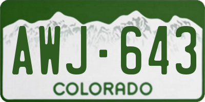 CO license plate AWJ643