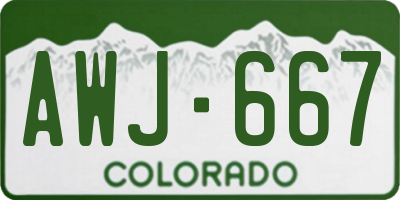 CO license plate AWJ667