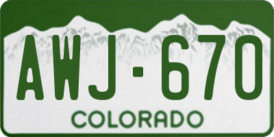 CO license plate AWJ670