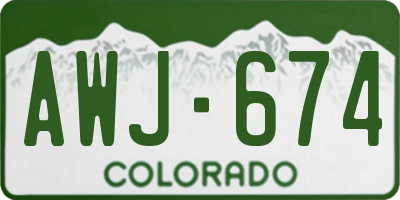 CO license plate AWJ674