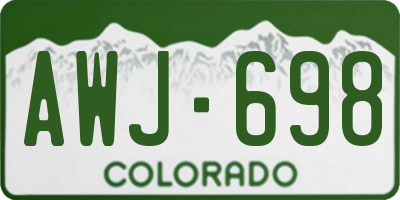 CO license plate AWJ698