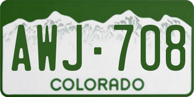 CO license plate AWJ708