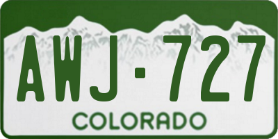 CO license plate AWJ727