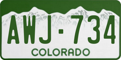 CO license plate AWJ734