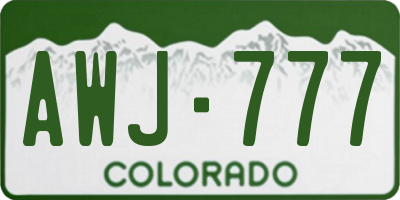 CO license plate AWJ777