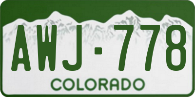 CO license plate AWJ778