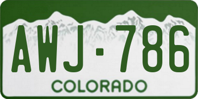 CO license plate AWJ786