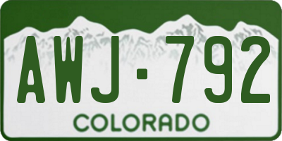 CO license plate AWJ792