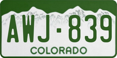 CO license plate AWJ839