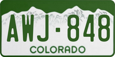 CO license plate AWJ848