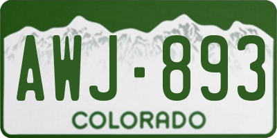 CO license plate AWJ893