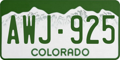 CO license plate AWJ925