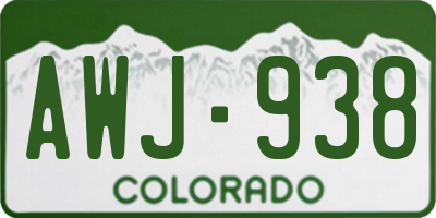CO license plate AWJ938
