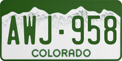 CO license plate AWJ958