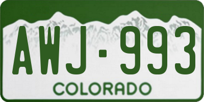 CO license plate AWJ993