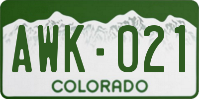 CO license plate AWK021