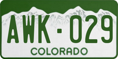 CO license plate AWK029