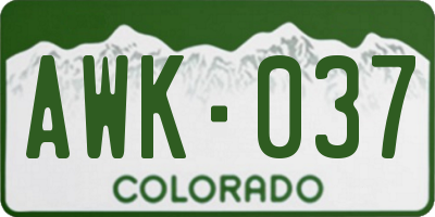 CO license plate AWK037