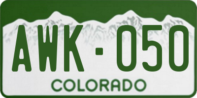 CO license plate AWK050