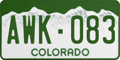 CO license plate AWK083