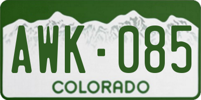CO license plate AWK085