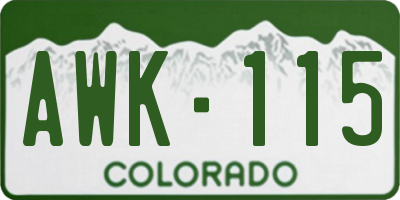 CO license plate AWK115