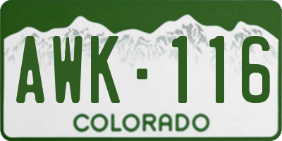 CO license plate AWK116