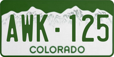 CO license plate AWK125