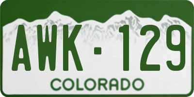 CO license plate AWK129