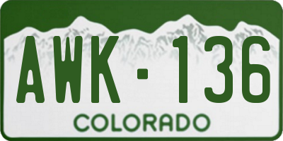 CO license plate AWK136