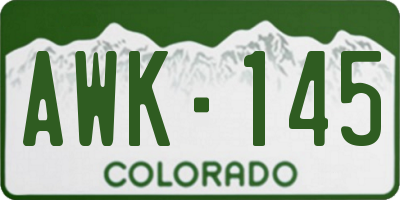 CO license plate AWK145