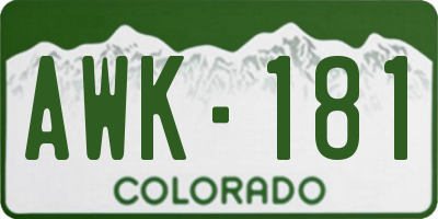 CO license plate AWK181