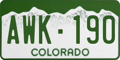 CO license plate AWK190