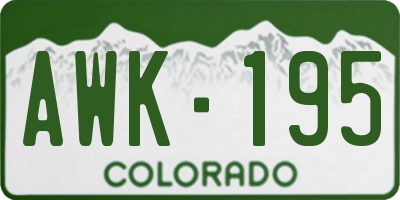 CO license plate AWK195