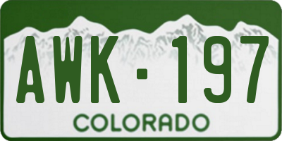 CO license plate AWK197