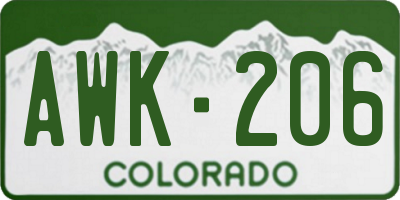 CO license plate AWK206