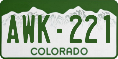 CO license plate AWK221