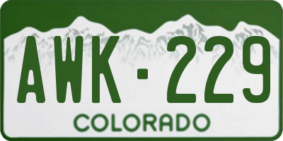 CO license plate AWK229