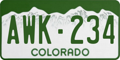 CO license plate AWK234
