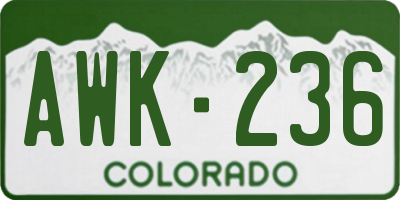 CO license plate AWK236
