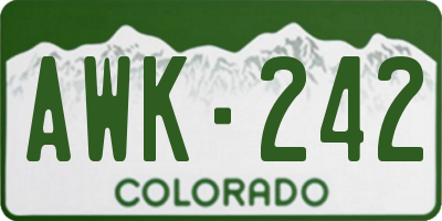 CO license plate AWK242