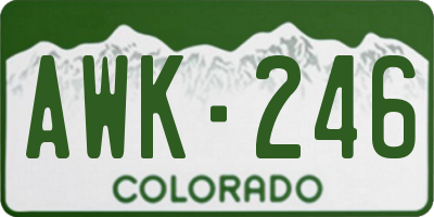 CO license plate AWK246