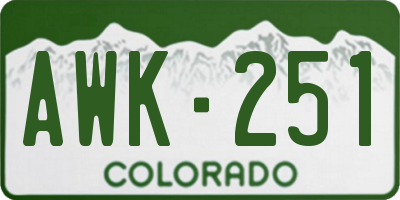 CO license plate AWK251
